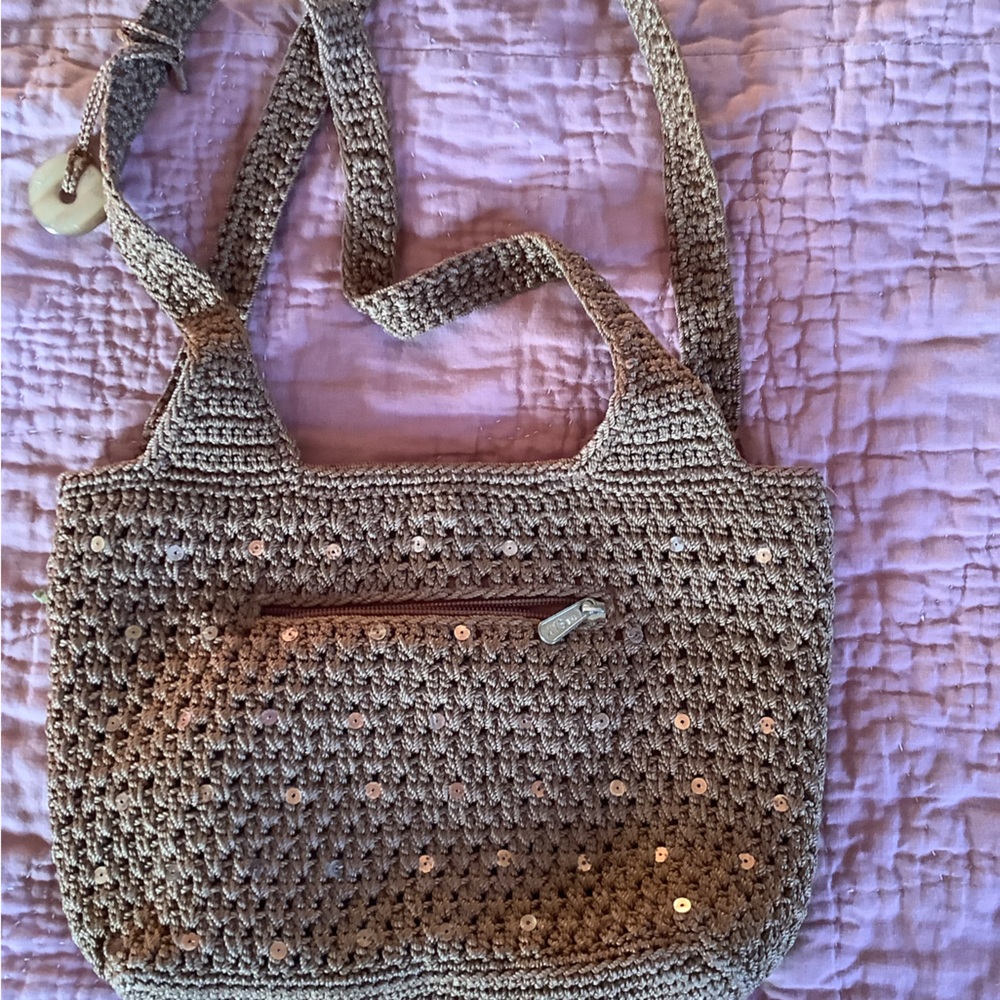 The Sak Brown Crochet Shoulder Bag